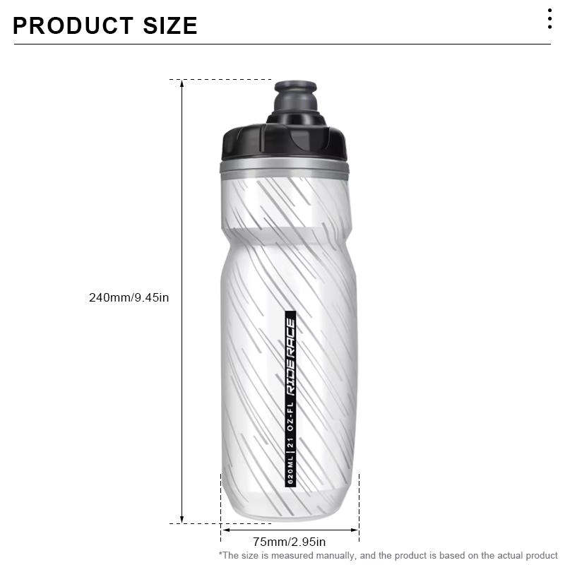 RIDERACE bouteille d'eau de vélo isolé thermique Sport de plein air cyclisme double couche Portable 620ml vtt