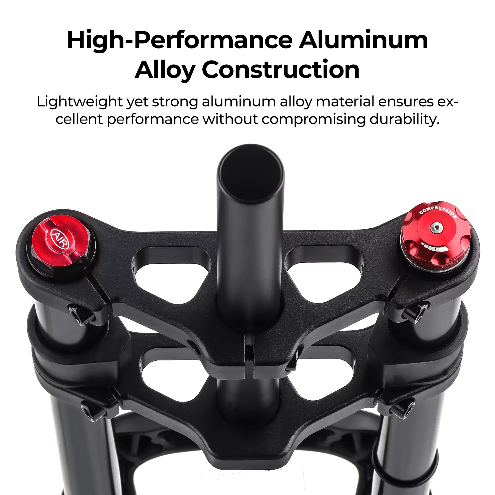 Fourche à air double suspension BOLANY 20x4.0 pouces pour vélo électrique à pneus larges, débattement de 130 mm, en alliage d'aluminium