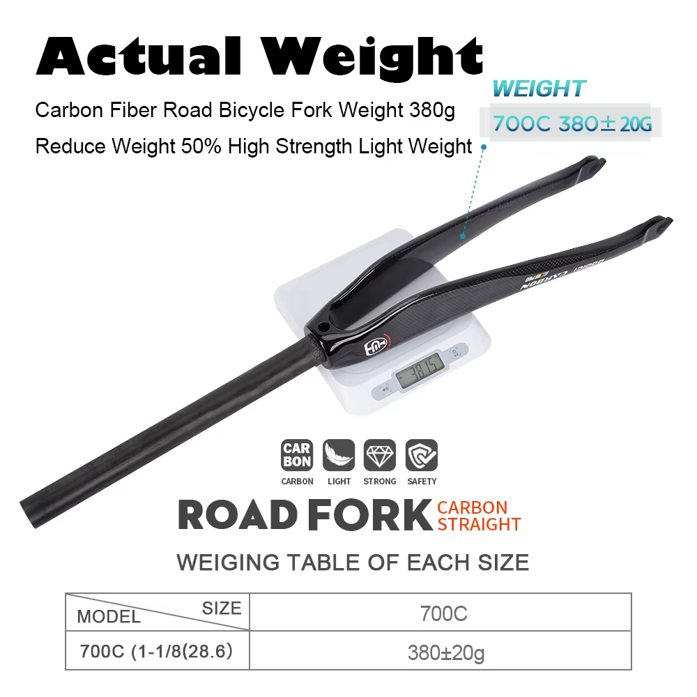 DODICI Tube droit 700C 28.6MM fourche à pignon fixe de route en Fiber de carbone