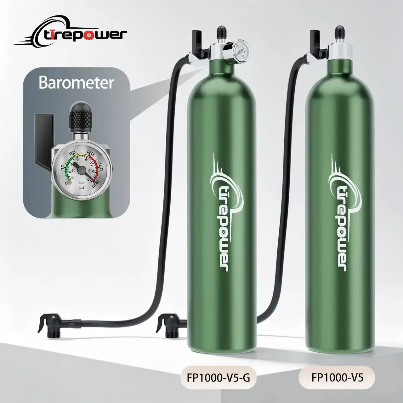 Pompe à vélo 1,3 L, gonfleur sans chambre à air, bouteille d'air pour pneus, booster de pneus avec valve, cylindre à gaz avec manomètre pour VTT et vélo de route