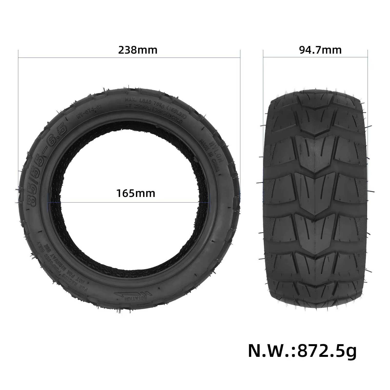Pneu de scooter électrique 85/55-6.5