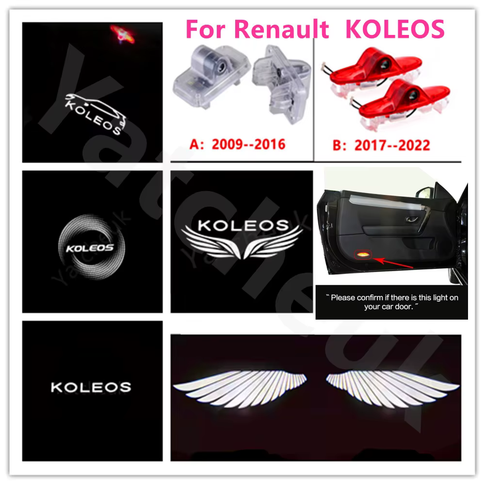 Lumière de bienvenue LED pour porte de voiture, accessoires pour Renault KOLEOS 2009 2010 2011 2012 2013 2014 2015 2016 2017 2018 2019 2020 2021 2022