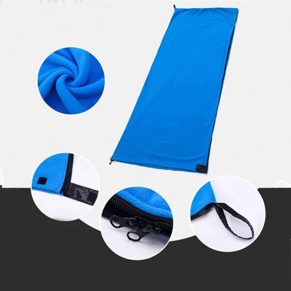 Sac de couchage portable avec doublure en microcarence, drap de voyage Smile, sac de couchage, couverture de camping zippée, lit de tente de camping en plein air