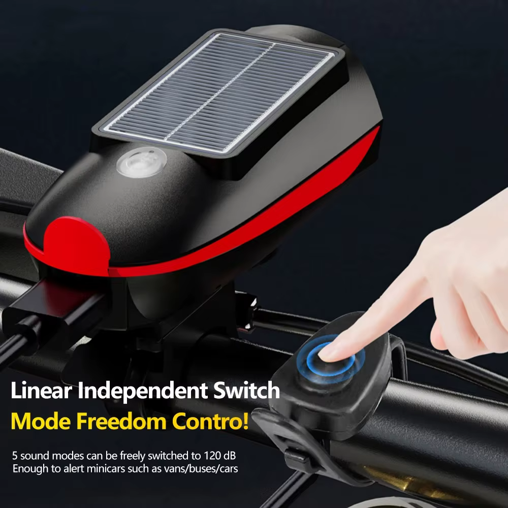 Lumière solaire de vélo avec klaxon LED