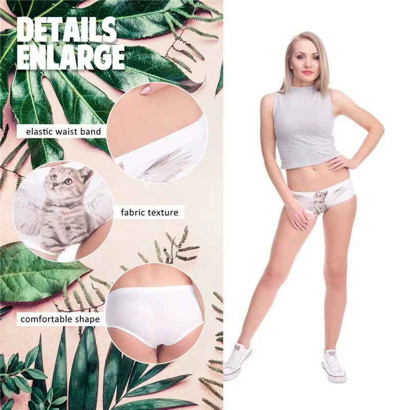 Femmes culottes impression 3D culottes sans couture femmes sous-vêtements ange chat dessin animé imprimé belle Push Up slips Lingerie string pour femme