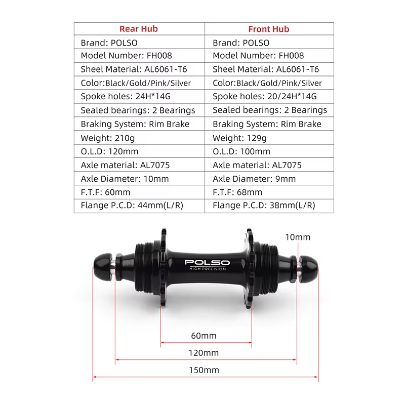 POLSO 700C - Jeu de roues de vélo à pignon fixe 20/24H en alliage d'aluminium avec frein à étrier