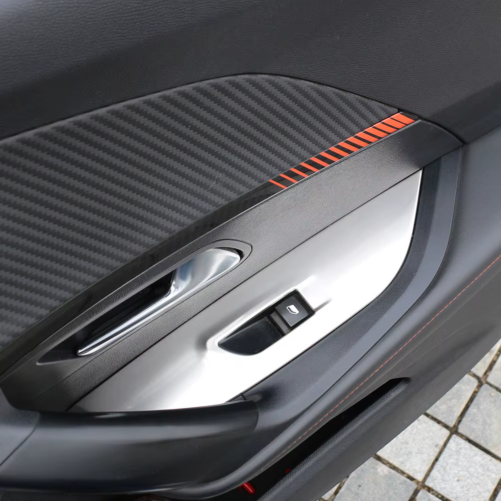 Autocollant de couverture de panneau de lève-vitre d'accoudoir de porte, accessoires LHD pour Peugeot 2008 2019-2023 E2008 2020-2022