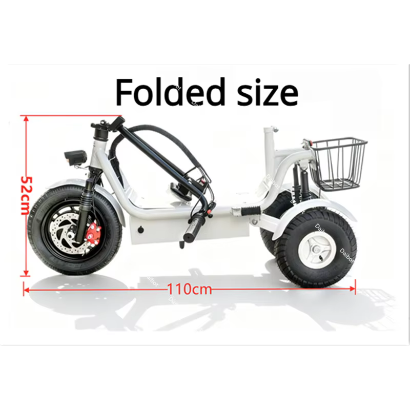 Scooter de mobilité pliant de mode longue portée 60km famille légère avec 2 paniers 800W Scooter électrique à 3 roues pour les femmes adultes