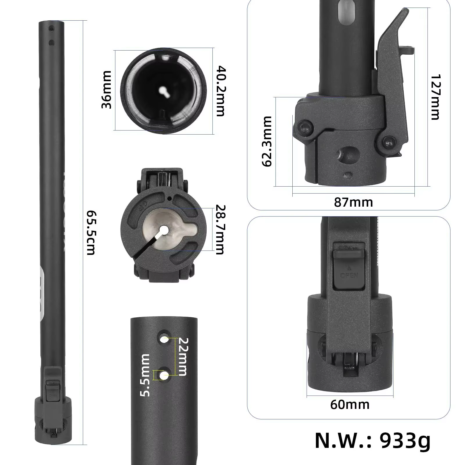 Base de colonne de direction pliable d'origine pour trottinette électrique Xiaomi 5/5 Pro/5 Max/5 Plus