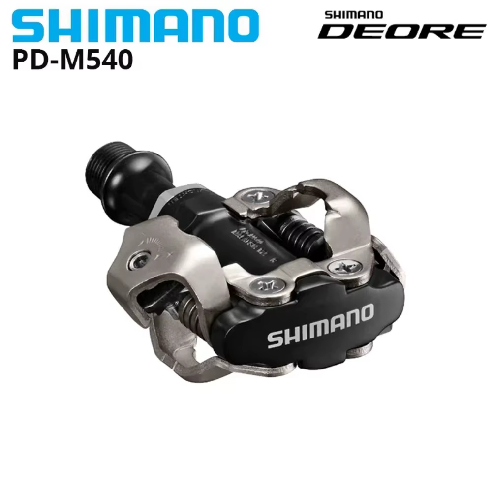 Pédales de vélo SHIMANO PD-M520 PD-M540 SPD professionnelles avec crampons multi-déclenchement SH56 pour VTT et cyclisme sur route - Argent Noir