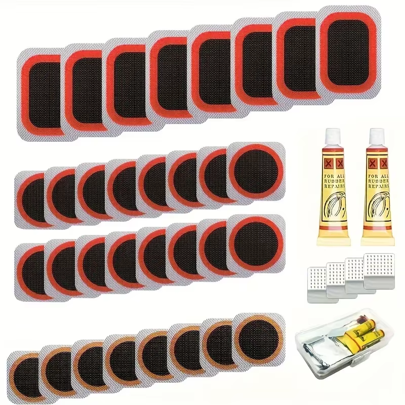 Kit de réparation de vélo professionnel, ensemble de patchs vulcanisants pour fixation de crevaison de tubes de vélo d'urgence sur vélos de route/montagne