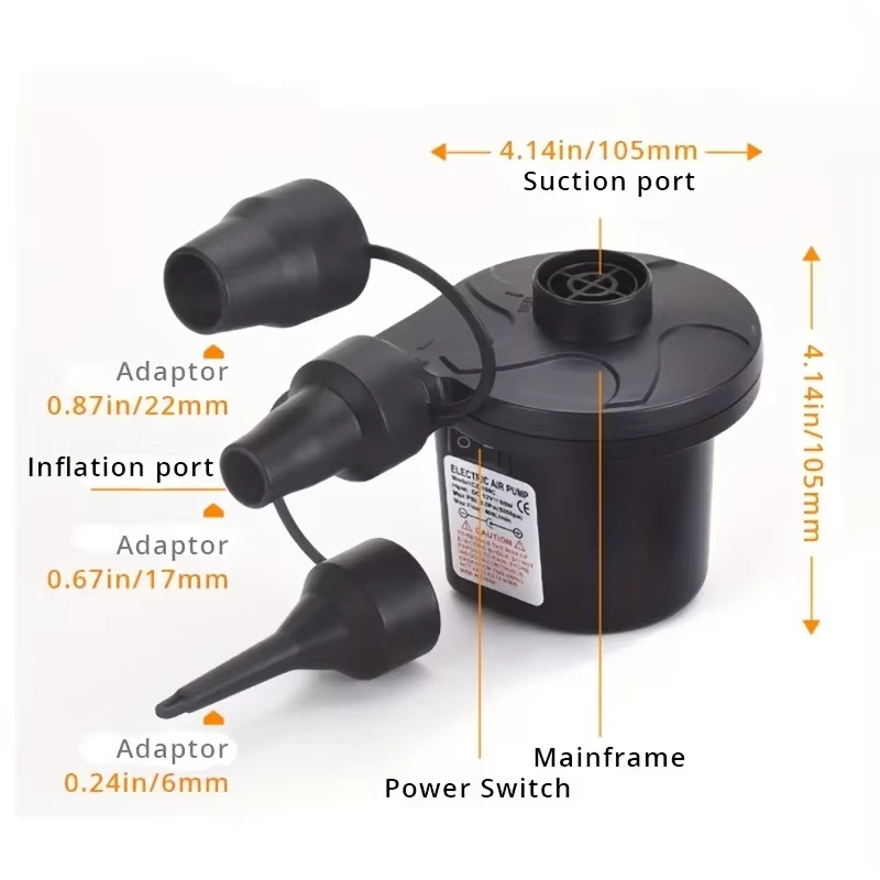 Pompe à air électrique portable avec plusieurs buses pour une utilisation rapide