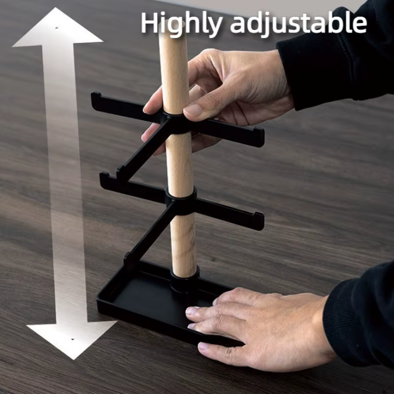 Support de rangement réglable en bois massif pour équipement de vélo