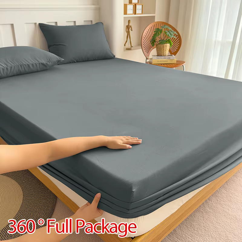 Drap-housse 90/120/150/180x200 avec bande élastique, couleur unie, protège-matelas pour lits simples, doubles et king size, 100% polyester