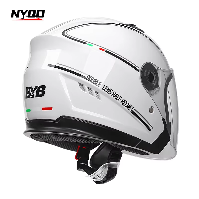 Casque de moto électrique quatre saisons à double visière anti-buée