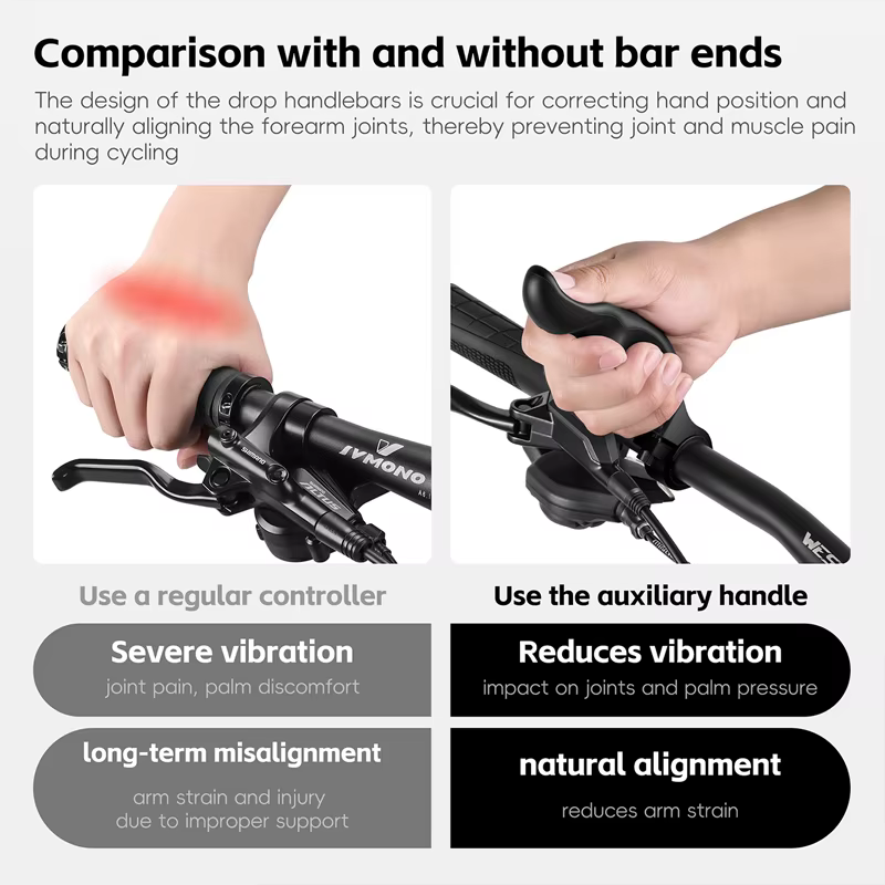 WEST BIKING Embouts de Guidon VTT Ergonomiques Anti-Choc Antidérapants en Aluminium – Extensions