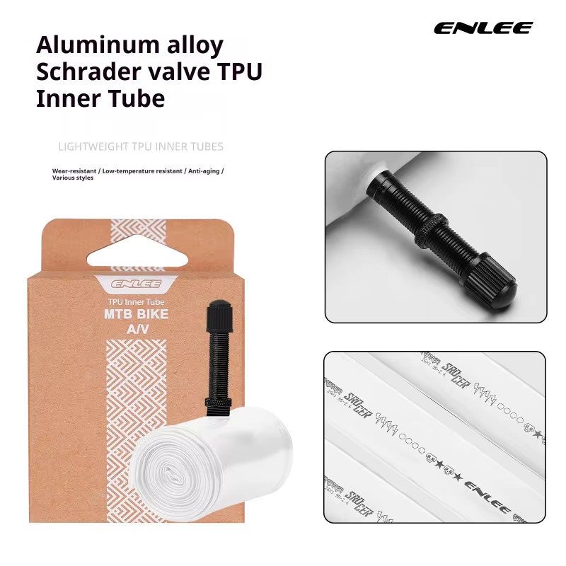Chambre à air de vélo ENLEE en TPU avec valve Schrader en alliage d'aluminium