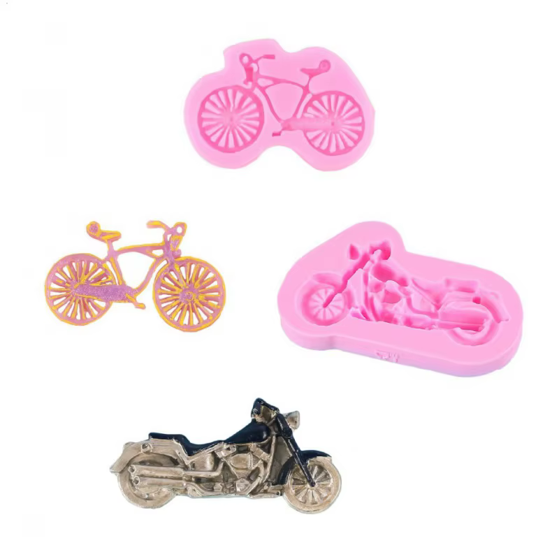 Moule en silicone pour moto et vélo, moules de moulage en résine, adaptés à la pâte polymère, artisanat DIY, fabrication de savon, création de bougies, -D