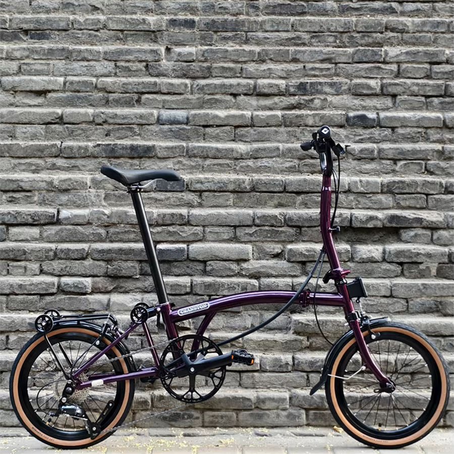 CRANSTON R9 violet 16 pouces 9 vitesses c-brake Portable 4130 CRMO Tri Fold cadre 349 roue rétro vélo pliant M /S guidon
