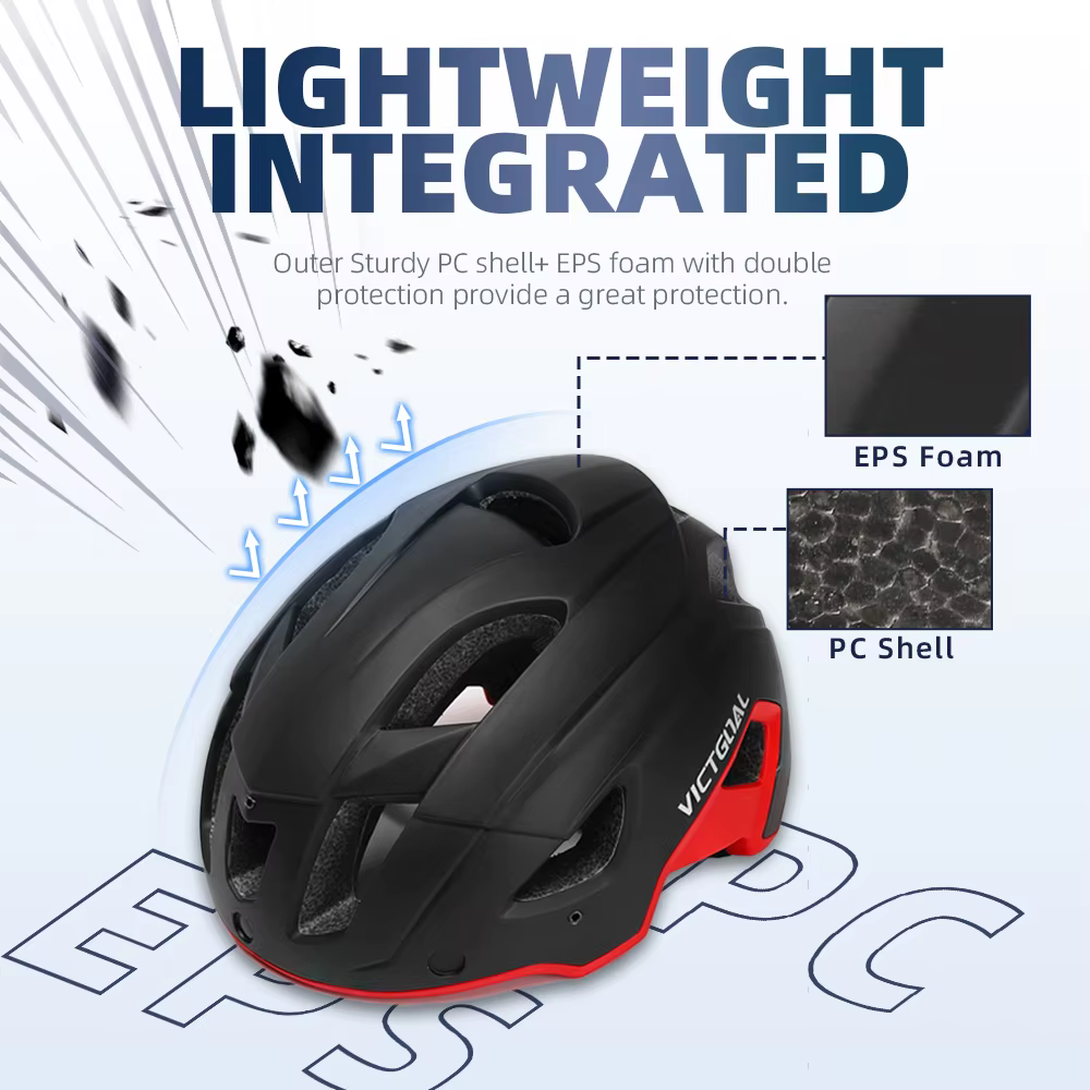 VICTGOAL casque de vélo avec lunettes de soleil visière feu arrière LED
