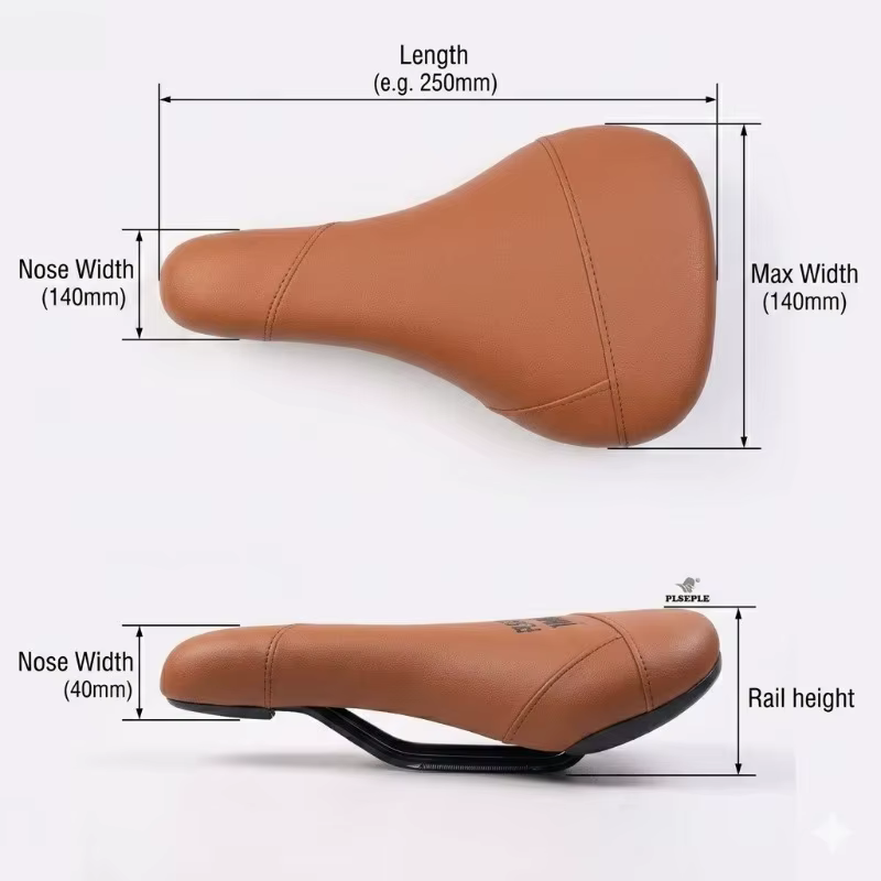Selle de vélo de montagne ergonomique large et rembourrée à double rail