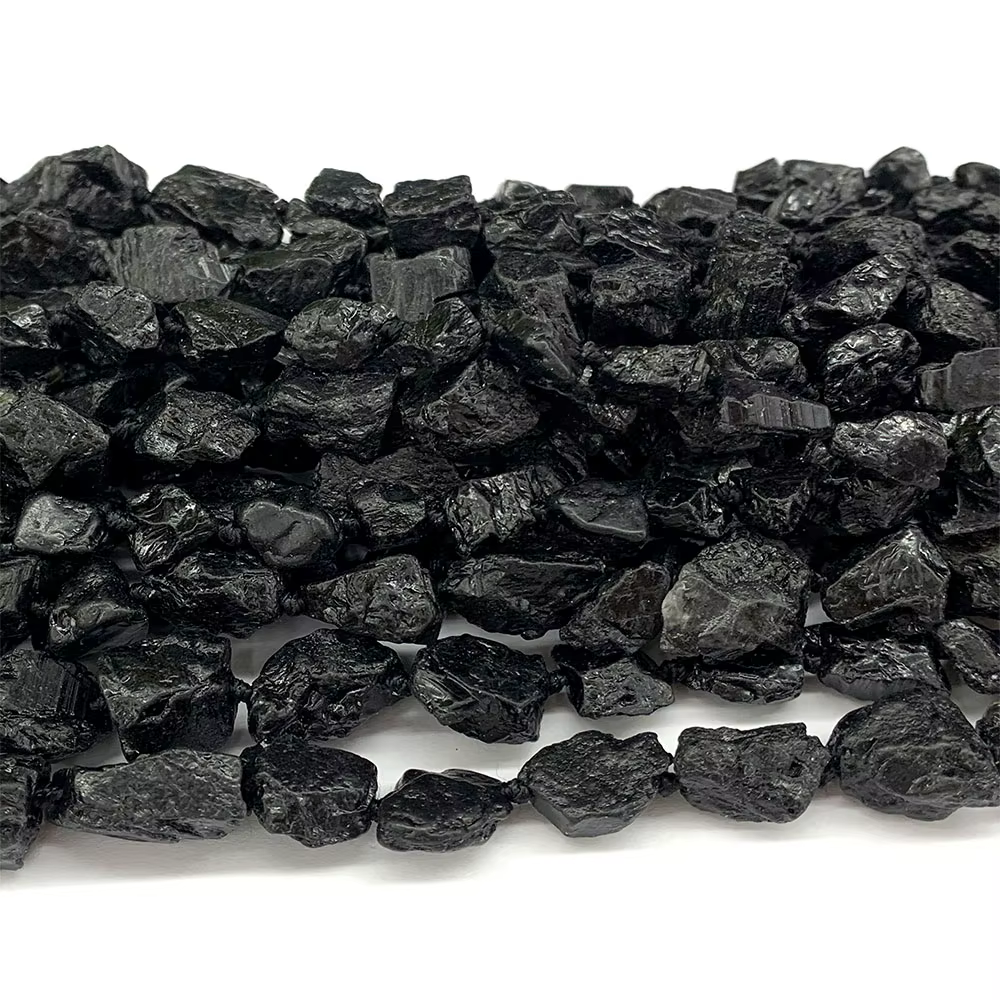 Veemake – pépite de Tourmaline noire minérale brute naturelle, forme libre, perles à facettes amples, rugueuses et mates, 08348