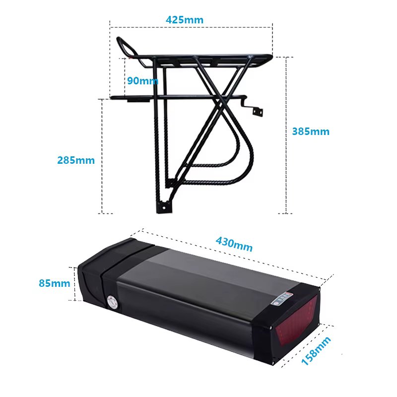 Batterie lithium pour porte-bagages de vélo électrique