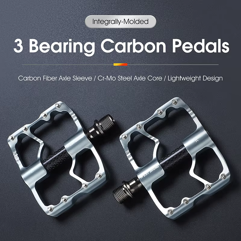 WEST BIKING-Pédales plates en fibre de carbone pour vélo de route