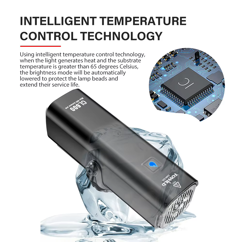 TOWILD CL600S vélo lumière avant lampe 600 lumens USB Rechargeable LED 2600mAh