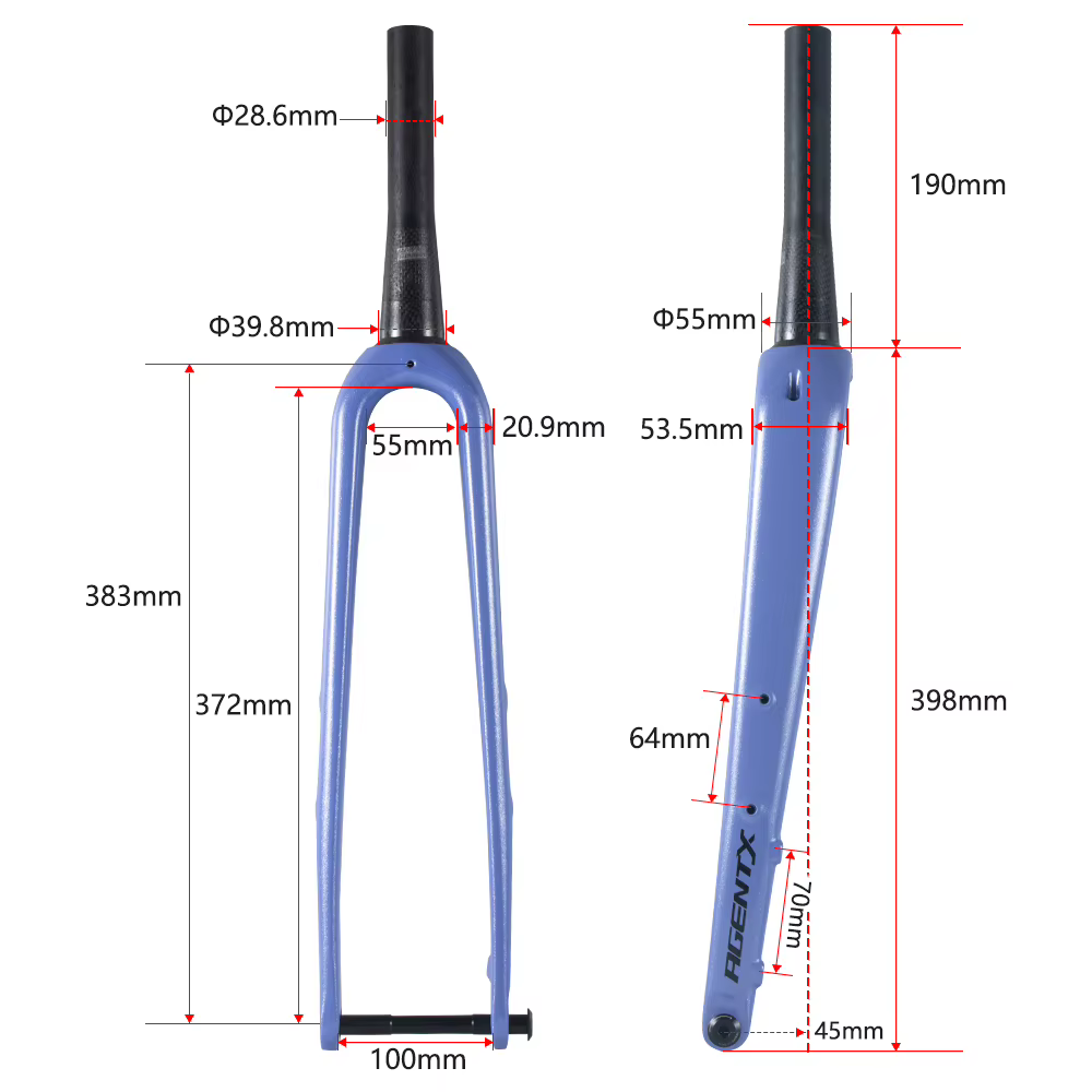 Fourche rigide entièrement en fibre de carbone 700C