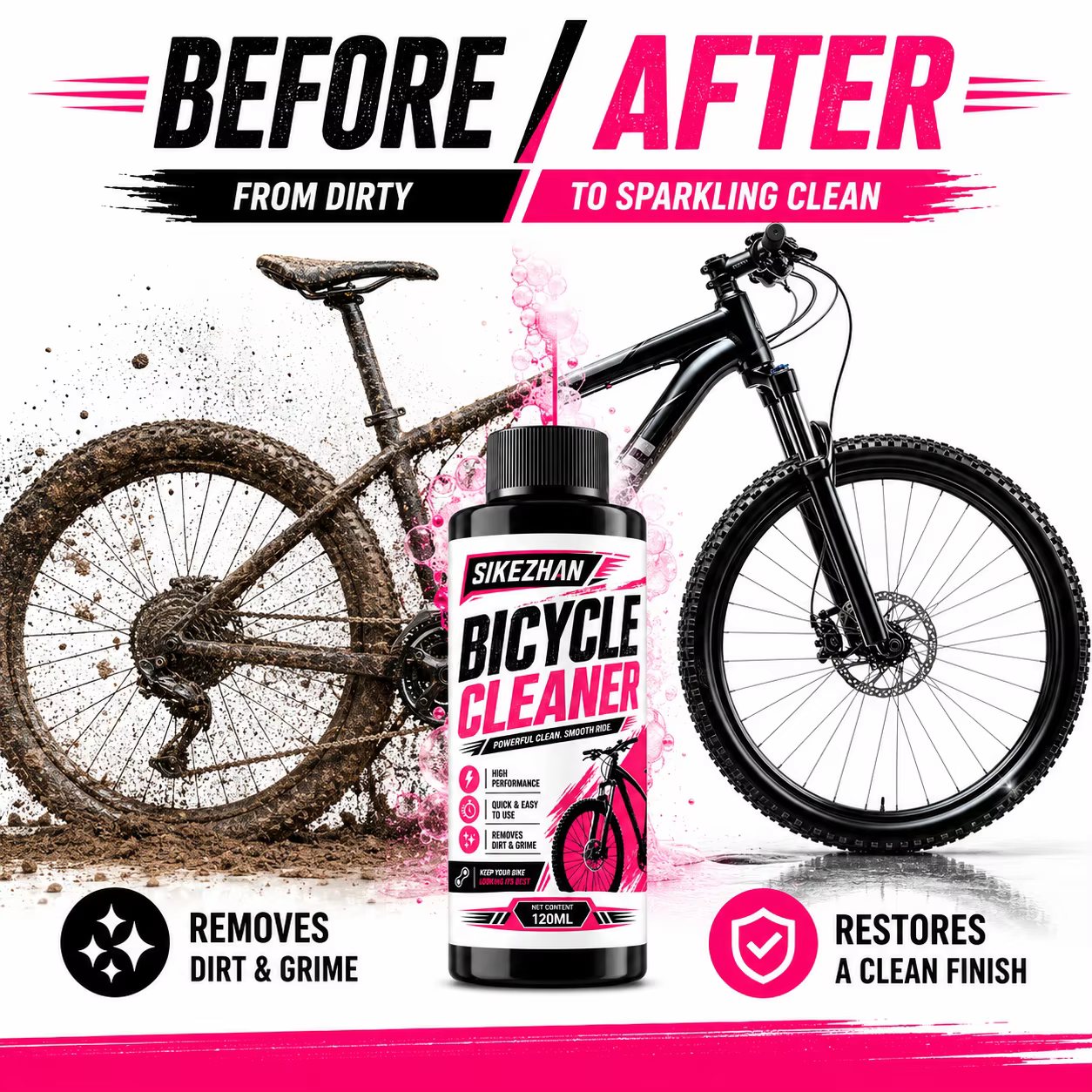 Nettoyant pour transmission de vélo 100 ml, liquide de nettoyage et d'entretien de chaîne de vélo, dégraissant en spray, nettoyant pour chaîne de vélo, dégraissant pour vélo
