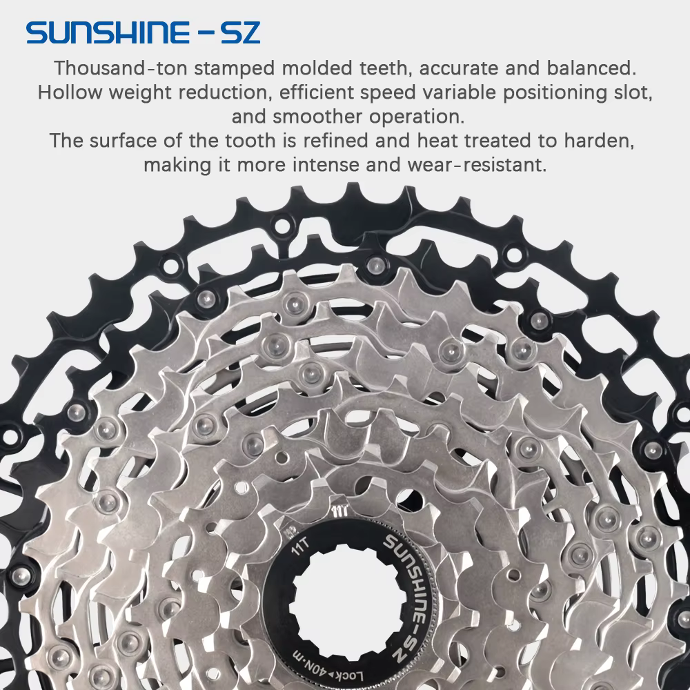 Sunshine 9/10/11/12S 11T-40/42/44/45/46/48/50/52T Cassette de VTT ultralégère pour volant d'inertie SHIMANO M4100/5100/6100 HG vtt