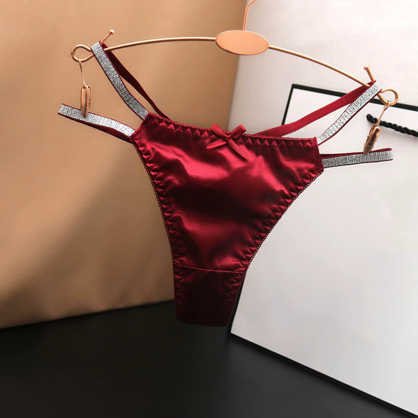 Femmes culottes taille basse slips en satin bretelles fines sous-vêtements de couleur unie Bragas Sexys dames Tanga t-back tongs стри ums жletiе