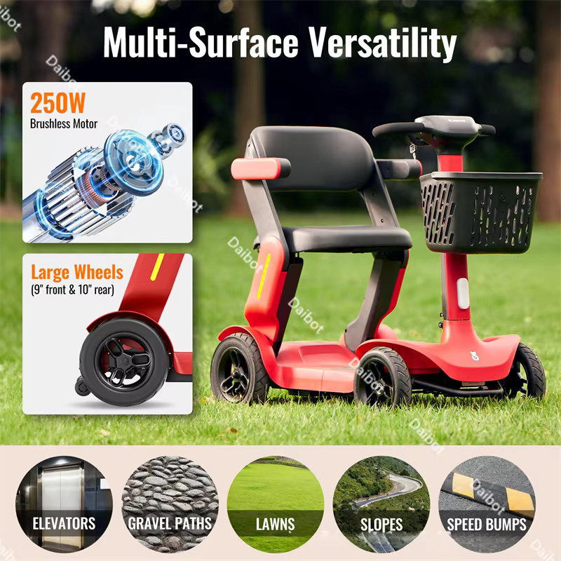 Scooter de mobilité intelligent de voyage pliable 4 roues pré-assemblé avec siège à Induction/remontoir de voix