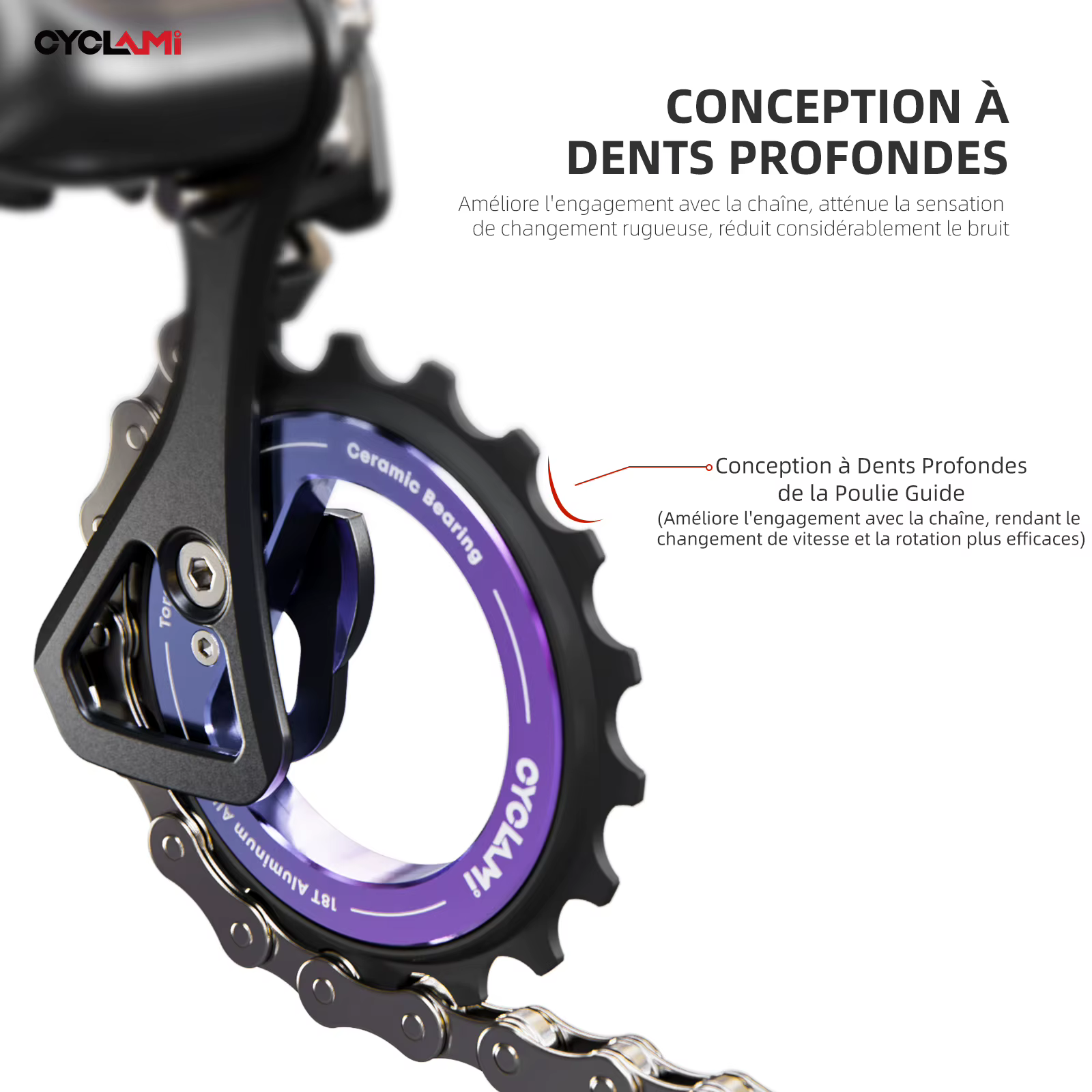 CYCLAMI 18T vélo Jockey roue arrière dérailleur poulie en céramique Guide