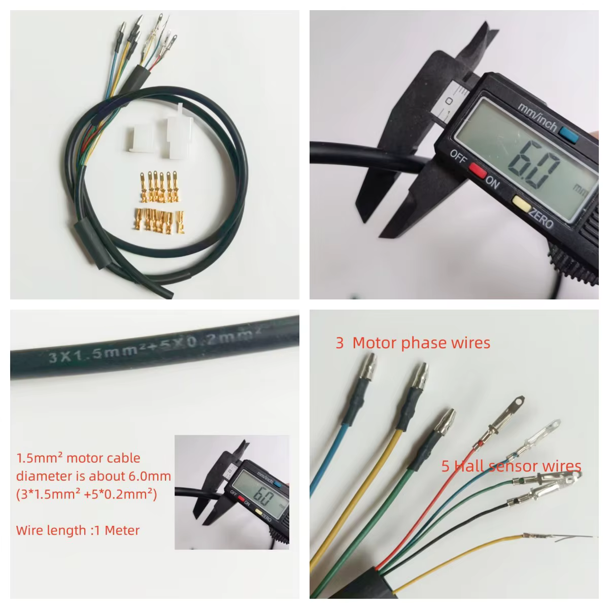 Fil de moteur de vélo électrique avec connecteur de balle