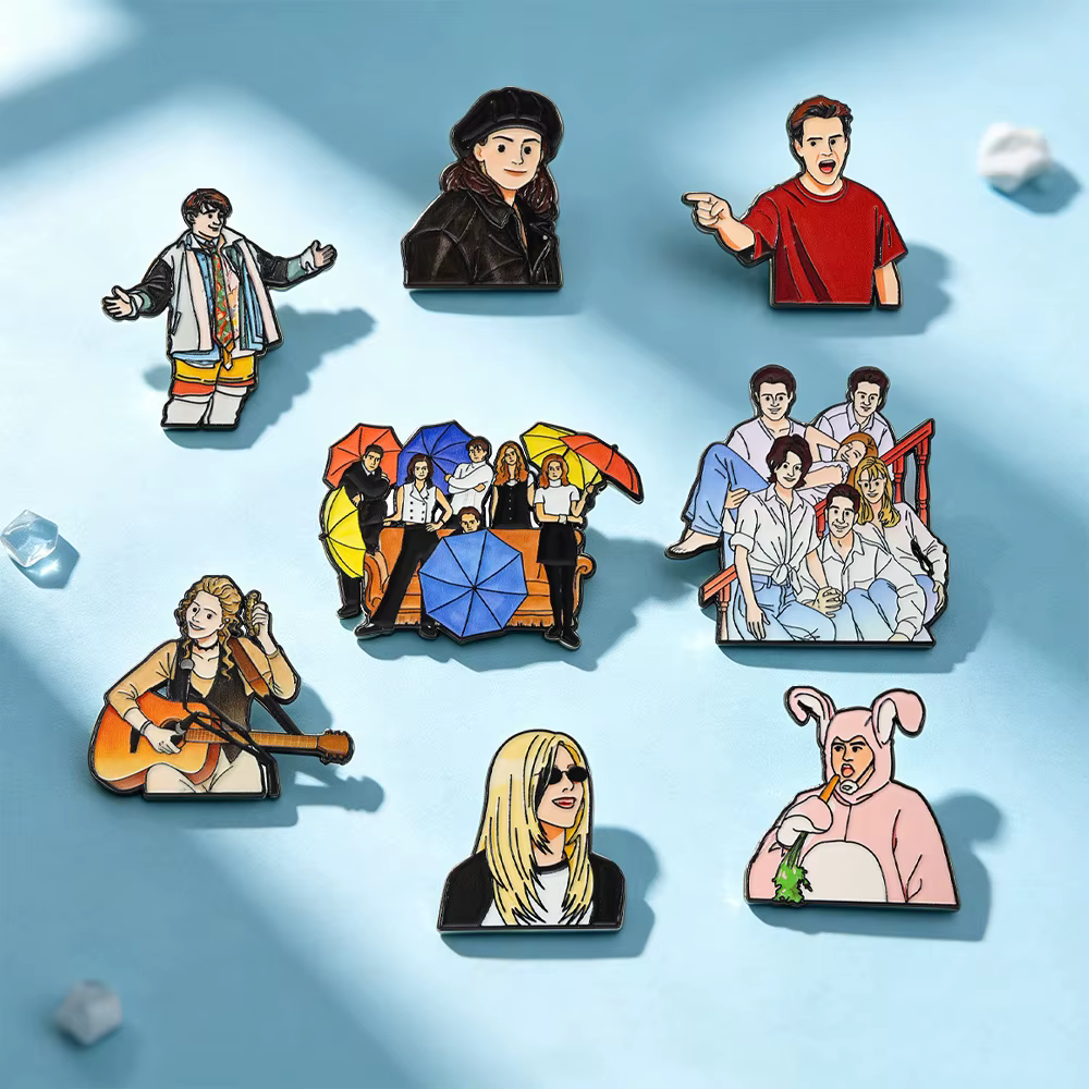 8 Pièces Broches Personnages de Dessins Animés et Anime Friends, Épingles en Émail Mignonnes, Badges Métalliques pour Sac à Dos et Vêtements, Accessoires de Mode, Bijoux Cadeau