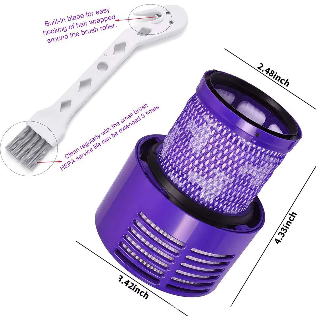 Élément filtrant pour aspirateur Dyson V10, version américaine, accessoires, pièces de rechange lavables, post-filtre HEPA, pièces de rechange réutilisables