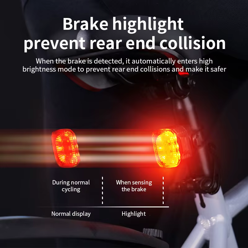 Feu arrière de vélo intelligent avec capteur de freinage