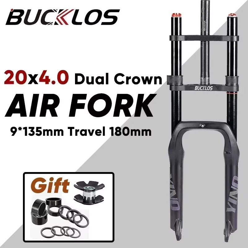 BUCKLOS double couronne 20 pouces Ebike gros vélo fourche 20*4.0