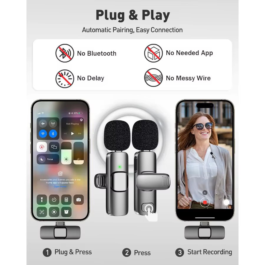Mini microphone sans fil Lavalier pour Android, micro cravate avec réduction du bruit pour Vlog, YouTube, TikTok, enregistrement audio et vidéo