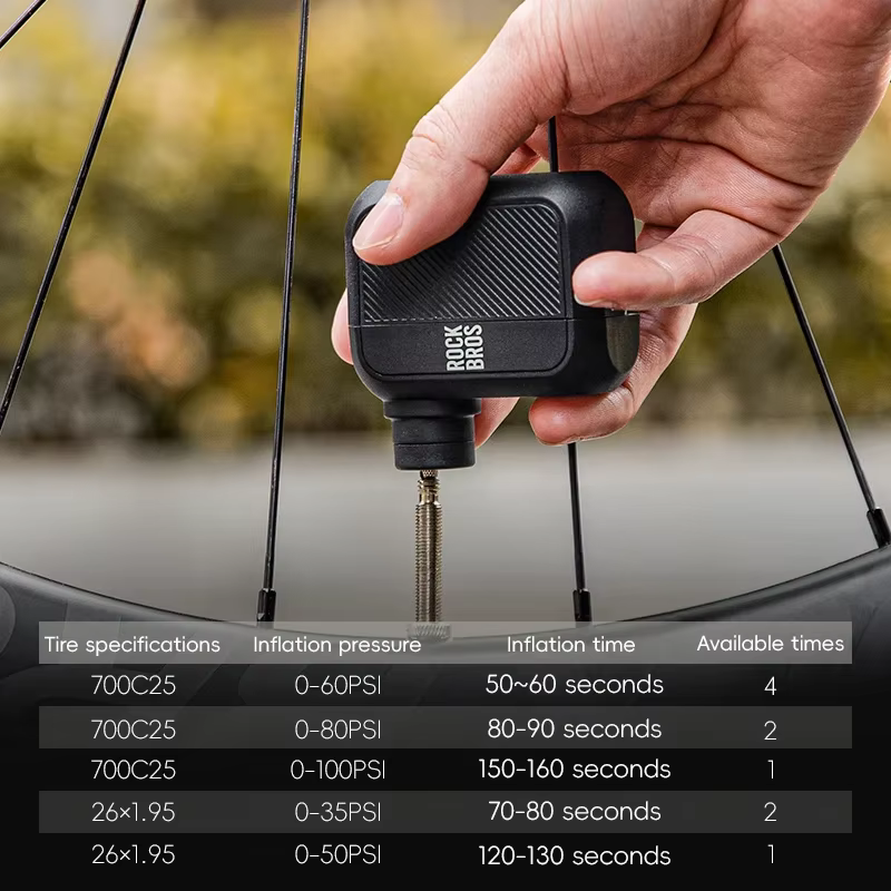 ROCKBROS Mini pompe à vélo électrique 100PSI type-c gonfleur d'air Rechargeable