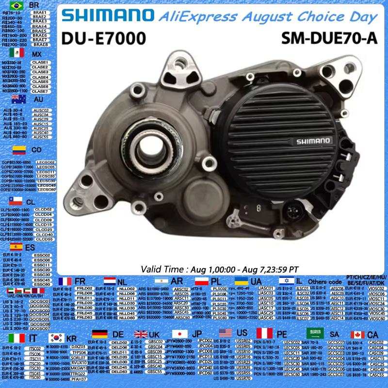 Moteur d'unité de transmission SHIMANO DU-E7000 SM-DUE70-A pour vélo électrique 60 Nm 250 W 36 V CC Max 25 km/h Pièces d'origine