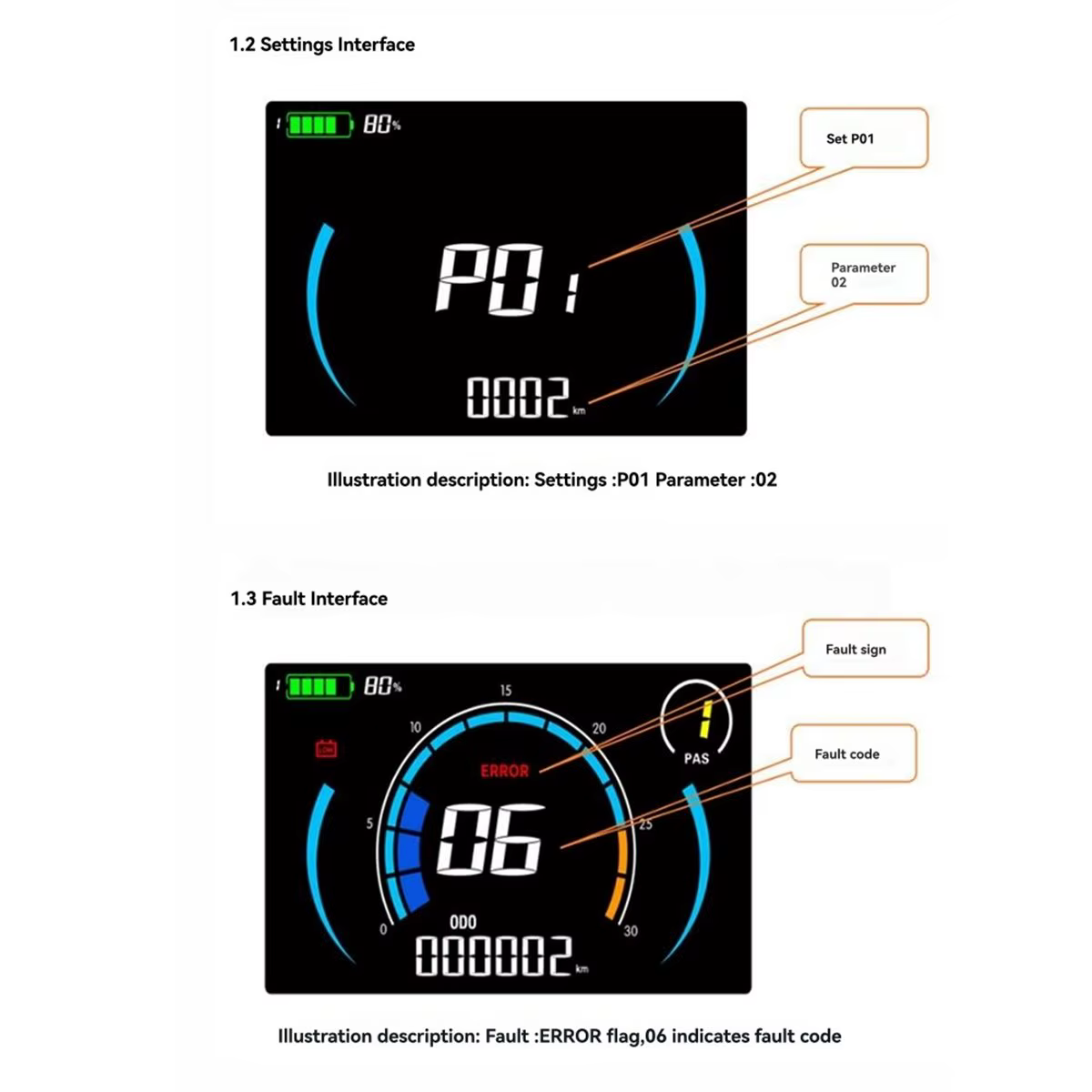 Compteur de vélo électrique M808X avec écran LCD