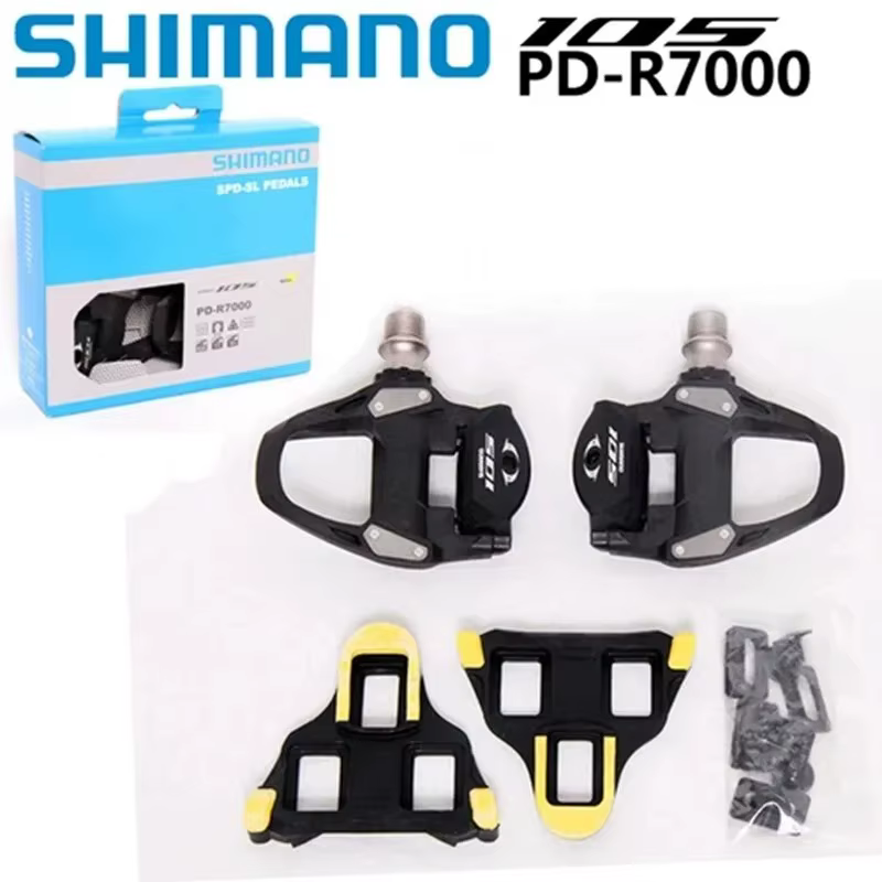 Pédales de vélo de route SHIMANO Performance 105 R7000 Pro - Conception à un seul côté avec jeu de caleçons SH11