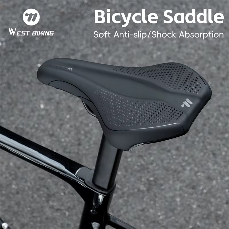 WEST BIKING Selle de vélo en cuir givré respirant et creux