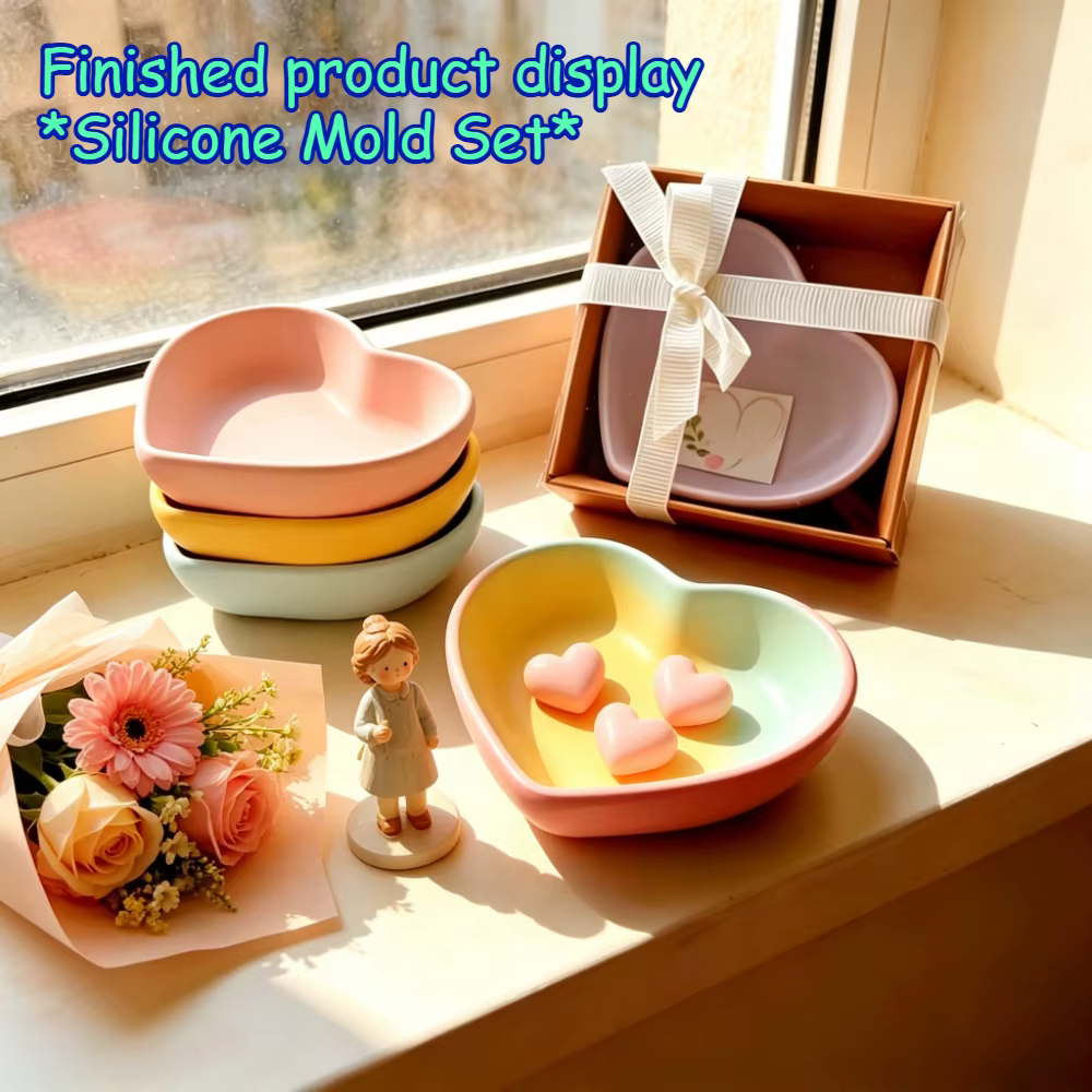Moule en silicone en forme de cœur pour cadeaux de bricolage et projets d'artisanat – Parfait pour le ciment, la résine époxy, le plâtre, la tasse de bougie, le rangement