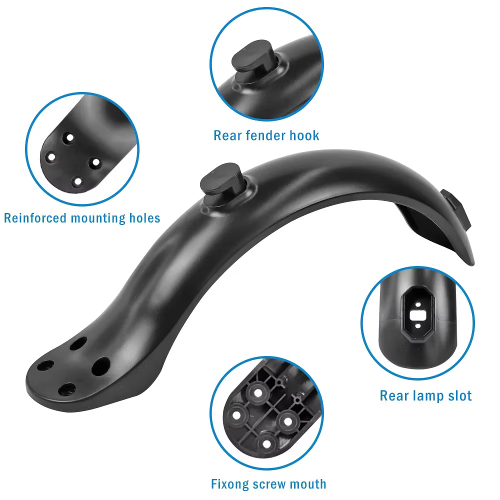 Support de garde-boue arrière pour Scooter électrique, feu arrière pour 4 vis, jeu de capuchons en caoutchouc pour 4 trous, accessoires de garde-boue pour Scooter électrique