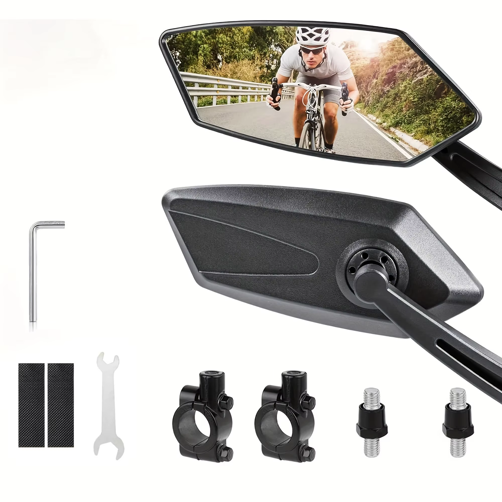 Rétroviseurs de vélo rotatifs à 360 degrés pour guidons avec lentille en verre anti-rayures
