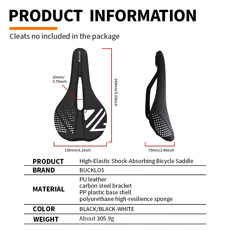 Selle de vélo BUCKLOS confortable pour VTT et vélo de route